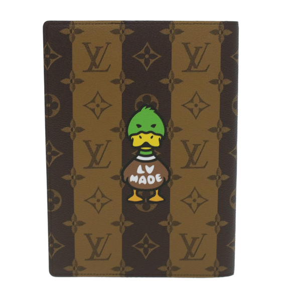 LOUIS VUITTON Stripe NIGO Quverture Carnet Cover Brown Black GI0720 Auth 38082A - Picture 2 of 16